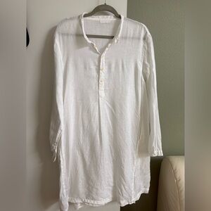 CP Shades Linen Coverup Dress White Large